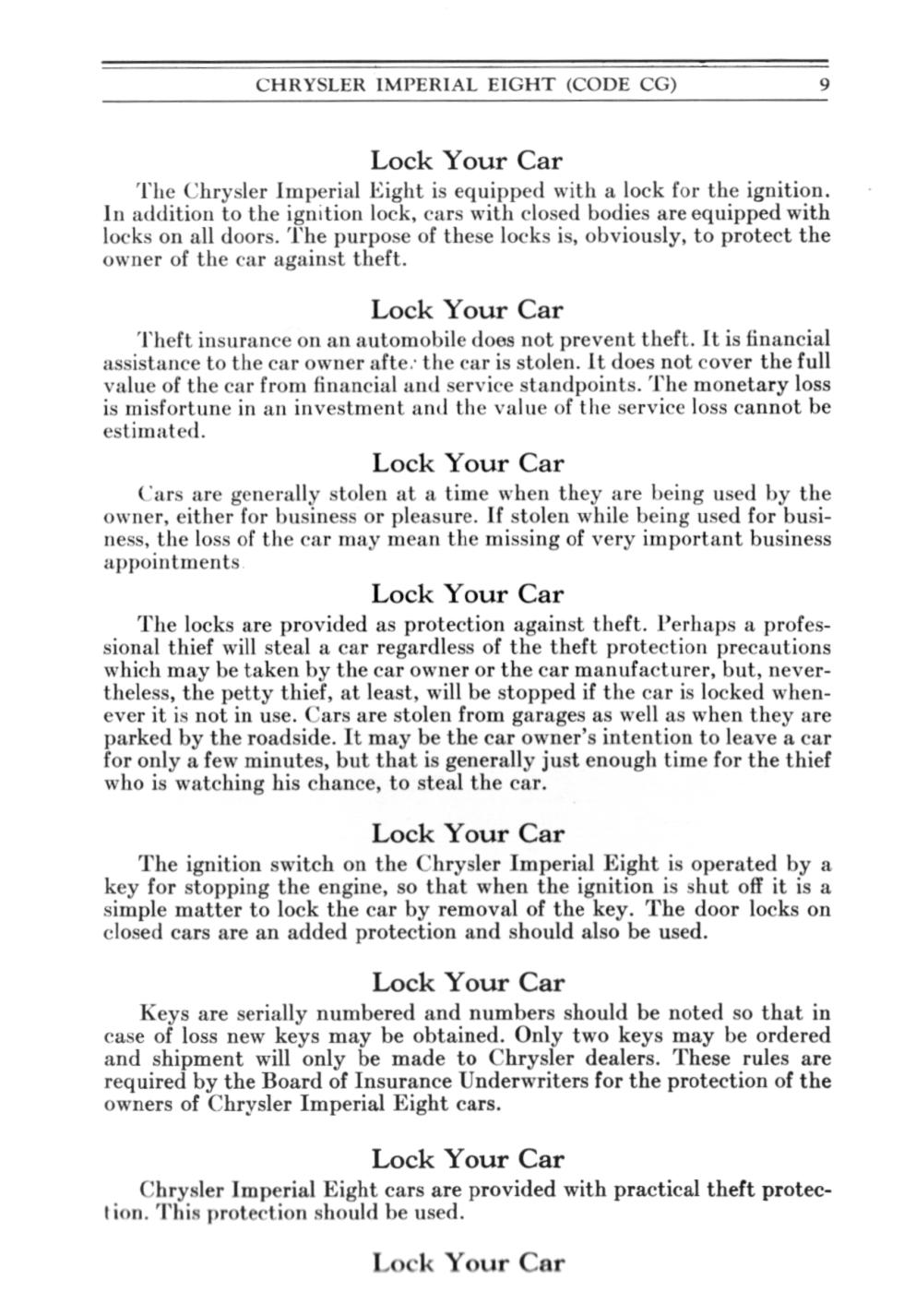 1931 Chrysler Imperial Owners Manual Page 7
